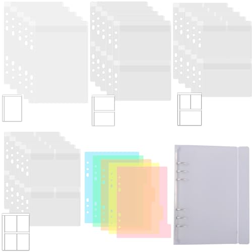 A5 Clear Pockets for Card Making 20PCS 4 Style Grids Pockets A5 Cover and 5 Divider Storage Bags for Dies and Stamps,Reusable Plastic Envelopes Waterproof Organizer Holder Photo Storage Folders