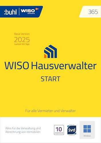 WISO Hausverwalter 365 Start| Version 2025 | Mieter & WEG korrekt abrechnen | inkl. Heizkosten | Viele Assistenten zur Verwaltung und Auswertung | Start: Bis zu 10 Wohneinheiten | Windows Download |