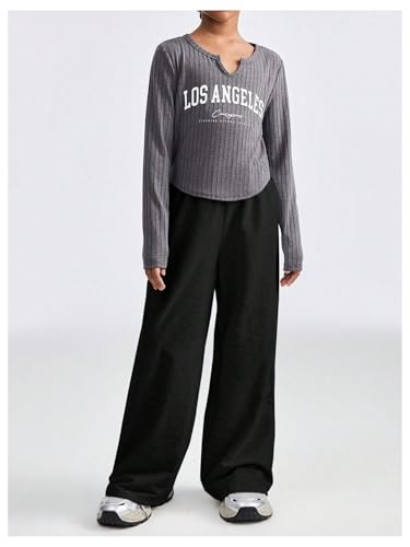 Image of SOLY HUX Girl's Wide Leg Sweatpants Elastic High Waisted Loose Baggy Pants with Pockets