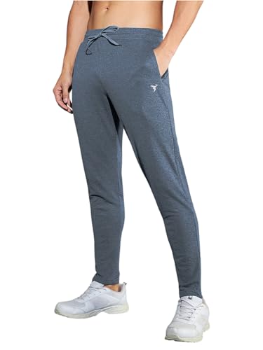 Image of TECHNOSPORT Men's Melange Slim Fit Techno Dry Trackpants Drawstring 2-Pocket Polyester Joggers for Gym Running Workout UPF50+ Anti Odour