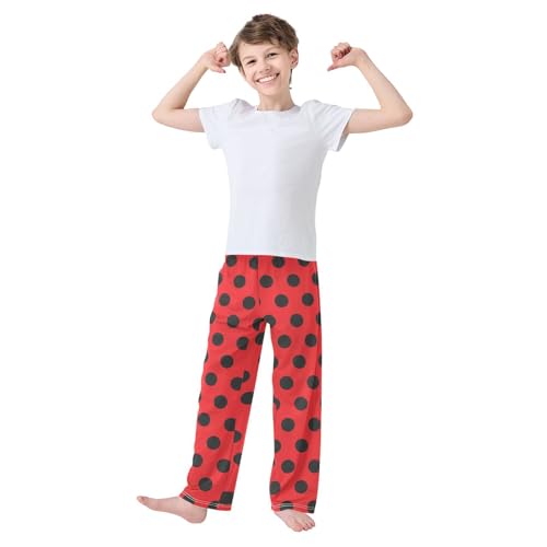 Boys' Pants Ladybug Red Black Long Bottoms Jogger Pants Elastic Waist Trousers with Pockets S-XL2