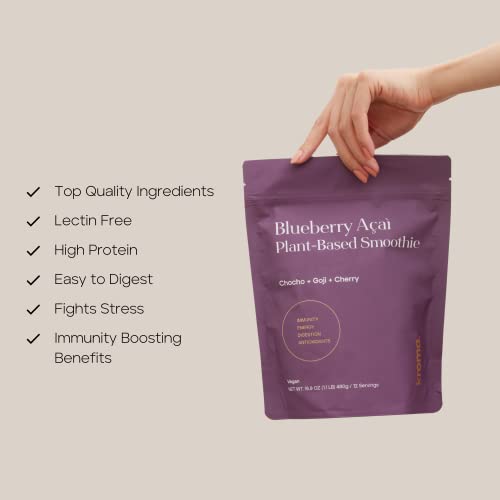 Kroma. Blueberry Acai Plant Based Smoothie Mix, Gluten Free, Vegan Protein Powder, Provides Vital Energy, Made With Camu Camu, Chocho Plant Protein, Blueberries, & Other Organic Ingredients #TOP1