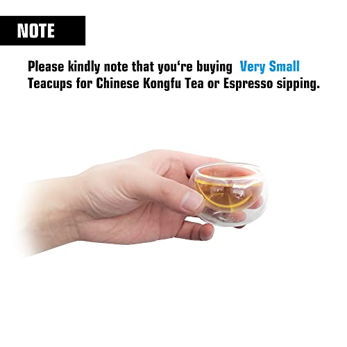 Zhmtang Double-Walled Borosilicate Glass Tiny Teacups Each Holds 2 Oz／60Ml (10 Pcs) #TOP3