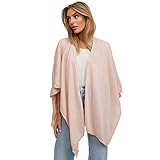 gloop Damen Poncho,Schal Pullover, Lange Strickjacke, Strickpullover, Mantel,XXL Umhängetuch,Tunika für Sommer und Winter, Hellrosa, Einheitsgröße