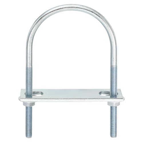 Image of uxcell Round U-Bolts, 8 Set 60mm Inner Width 110mm Length M6 Zinc-Plated Carbon Steel U Clamp Bolt with Nuts and Plates, for Boat Trailer