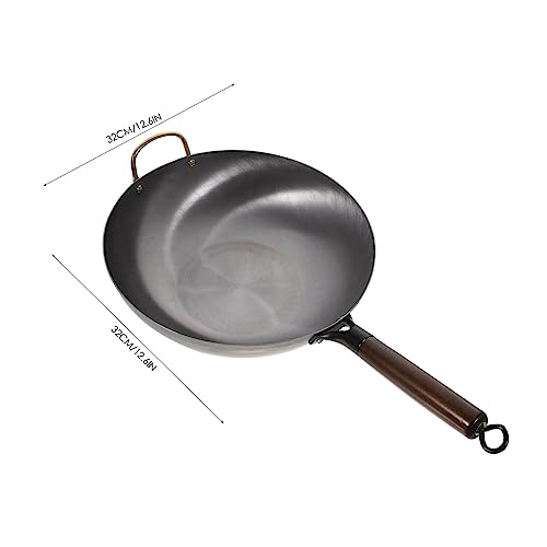 Wok Zerodeko Cocina Fondo Plano 32 cm Hierro Asa Madera miniatura 4