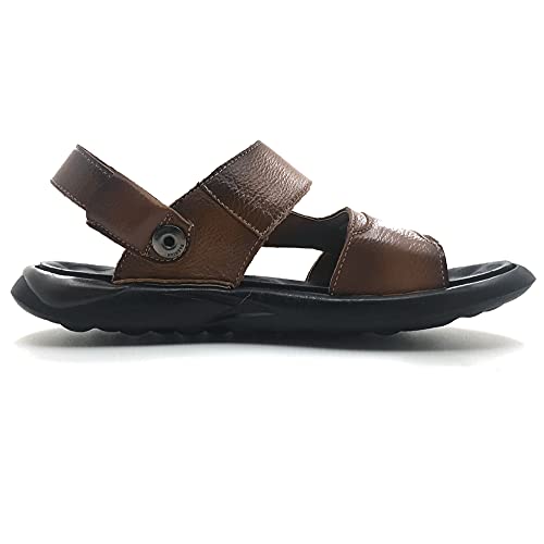 ZLUXURQ Mens leather sandals summer outdoor sports hiking beach leisure slippers3