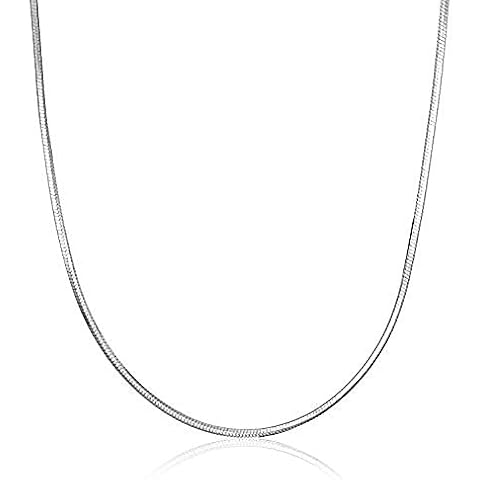 BQfife 925 Sterling Silver 1MM Snake Chain Pendant Adjustable Necklace,Flattened Flexible Italian Snake Chain Necklace 16-30 Hypoallergenic Gift For Women (16IN) Cover
