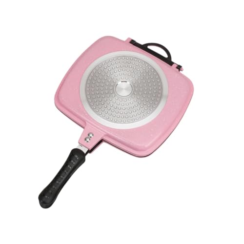 Aoyhome 両面フライパン IH対応 無煙 グリルパン グルメパン ノンスティック 焼肉 ステーキ 魚焼き オーブン風 厚底 耐熱 フライパン キッチン調理器具 (32cm ピンク(コンプレックスボトムユニバーサルスタイル))