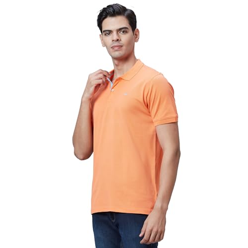 Image of Park Avenue Slim Fit Pure Cotton Print Pattern Polo Neck Casual T-Shirt