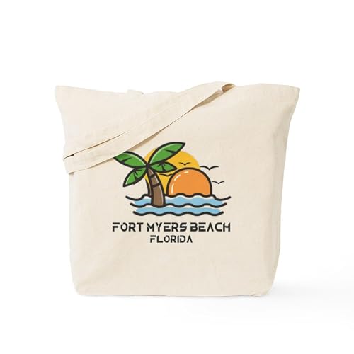 CafePress Florida Fort Myers Beach Natural Canvas Tote Bag, Reusable Shopping Bag