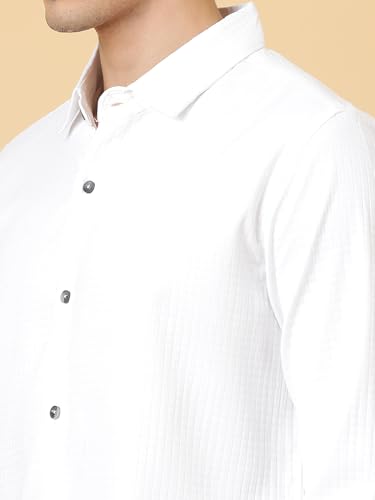Image of KOTTY Men's Textured Casual Shirt - Long Sleeve||Button-Down Collar||Classic Fit