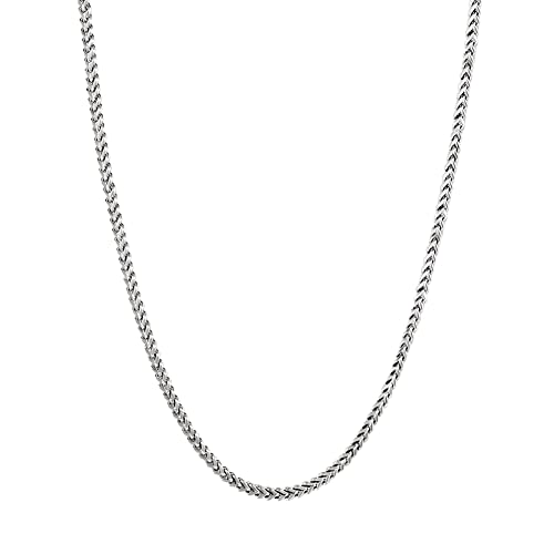 Savlano 925 Sterling Silver Rhodium Plated Solid 2.5MM Franco Square Box Chain Necklace for Women & Men-Made In Italy Comes with a Gift Box