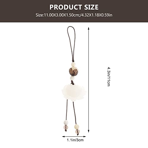 Baluue Phone Charm Jade Lotus Flower Charm Creative Pendant Phone Lanyard Lucky Charm Feng Shui Decoration Hand Knitting Phone Hanging Rope #TOP1