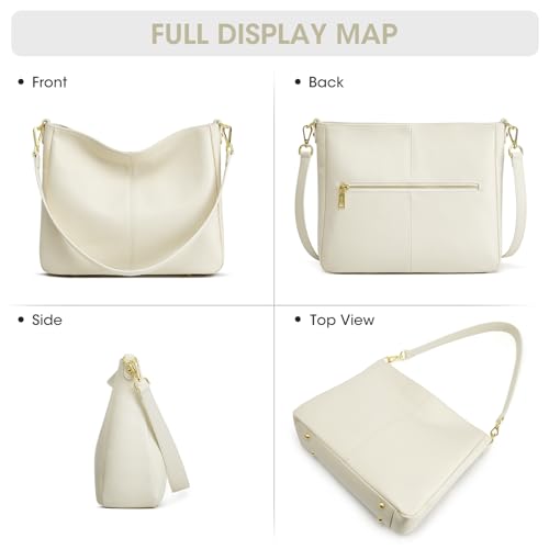 Image of Kattee Leather Purses, Hobo Crossbody Bag with 2 Straps | Soft pebbled leather hobo bag with 2 straps, roomy pockets, everyday style for work, shopping, travel, and outings.