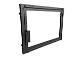 Puerta de horno de chimenea con cristal para hornos de pizza y acero para calderas. Apertura: derecha | Tirador a la izquierda. Ventana grande. Modelo moderno X6P (70x50cm)