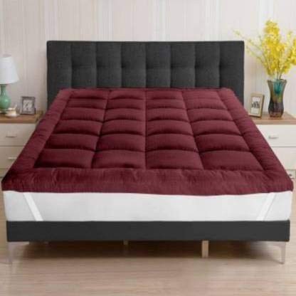 Image of Rajasthan Crafts Ultra Soft Microfiber Mattress Topper /Padding (Small Queen Bed (60inch x 72inch), Maroon)