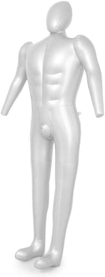 Full Body Inflatable Male Mannequin PVC Torso for Tailor Clothes Display, Retail Exhibition, Trade Shows, Silver, 66 in Height