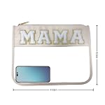 Clear Makeup Letter Bag Chenille Letter bag Stadium Preppy Clear Makeup bags,Cosmetic Toiletry Pouches bag for Women Girls(Beige-Mama) - Image 2