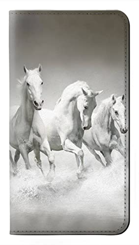 Etui flip iPhone 15 Pro White Horses protection intégrale clapet et antichoc