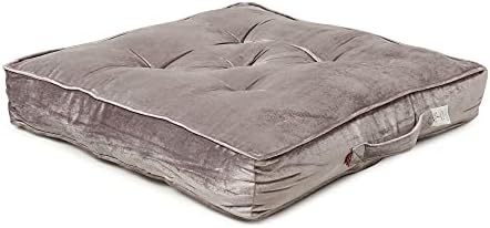 REDEARTH Velvet Floor Pillows-Premium Rayon Cotton Velvet Washable Plush Extra Soft Square seat Cushion with Handle for Dining, Patio, Office, Hardwood Floor (22x22x4; Light Gray) Single Pack