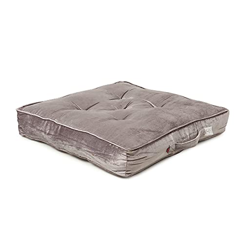 Redearth Velvet Floor Pillows-Premium Rayon Cotton Velvet Washable Plush Extra Soft Square Seat Cushion With Handle For Dining, Patio, Office, Hardwood Floor (22X22X4; Light Gray) Single Pack #TOP15