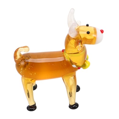 LALADEFIEE Elk Glass Figure Miniature Reindeer Figurine Christmas Decor Collectible Ornament for Home Decoration and Gifting Design for Desk Table Display