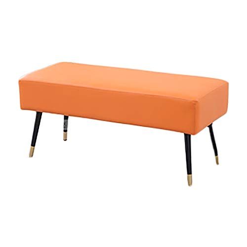 Tabouret d'extrémité de lit orange et banc de salon multifonction - 2