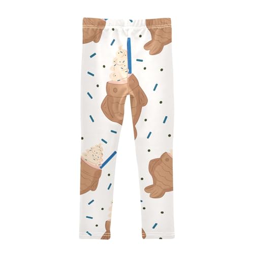 ZZKKO Girls Leggings Biscuit Fish with Cream Sprinkles Toddler Girls Clothes Leggings for Girls Toddler Girls Leggings 3-4T2