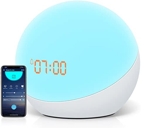 Sunrise Alarm Clock Wake Up Light: Kids Smart Digital Sunlight Alarm Clocks White Noise Machine with Sunrise Simulation Lamp Night Lights App Controlled for Adults Toddlers Bedrooms Heavy Sleepers