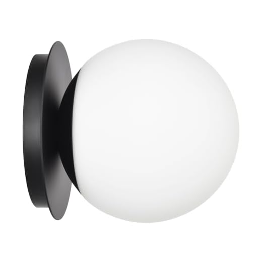 Wall Sconces, 1 Light Modern Globe Sconce in Matte Black, Wall Light for Bedroom Bathroom Living Room & Hallway Vanity Lighting, Ceiling Light Fixture