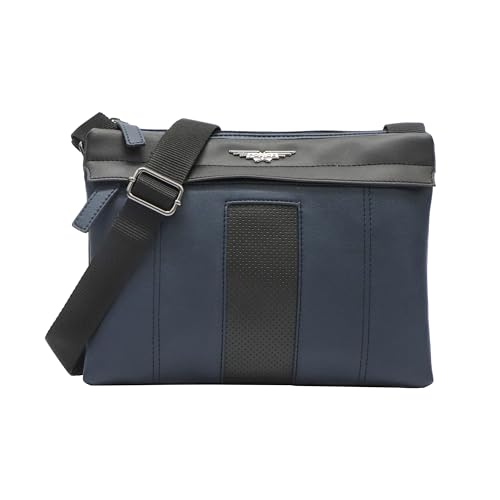 Image of Police Premium Satchel Bag for Men | Stylish Crossbody Sling Bag | Front Utility Pocket | Spacious Main Compartment | Adjustable Shoulder Strap | Everyday Office & Travel Bag | Blue /Black