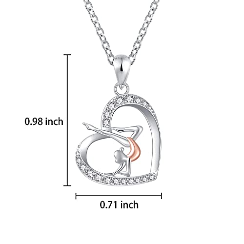 Jxjl Girls Gymnastics Pendant Necklace Gift Flipping Gymnast Charm S925 Sterling Silver Usa Team Sports Inspirational Graduation Jewelry For Teens Women #TOP6