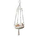 Tiardey Tassel Macrame Hanging Cat Hammock Hand-Woven Cat Basket Bed Cat Swing Bed House Cats for Indoor Window