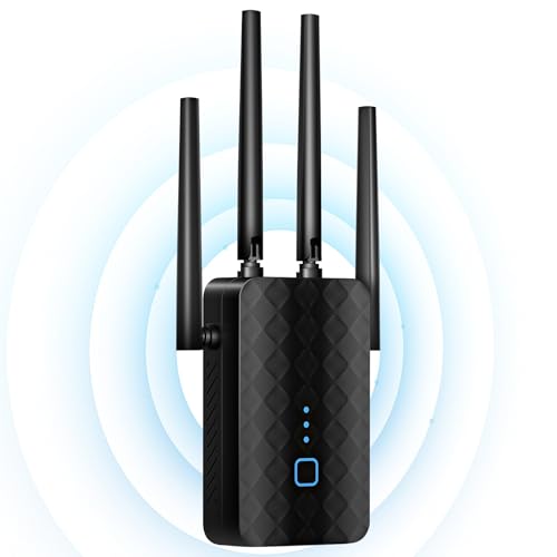 WiFi Extender Signal Booster for Home, Dual Band 5.8GHz & 2.4GHz, WiFi Booster Covers Up to 10000 Sq.ft, 1-tap Setup, 1200M WiFi Repeater with One Ethernet Port, 1200M-97A