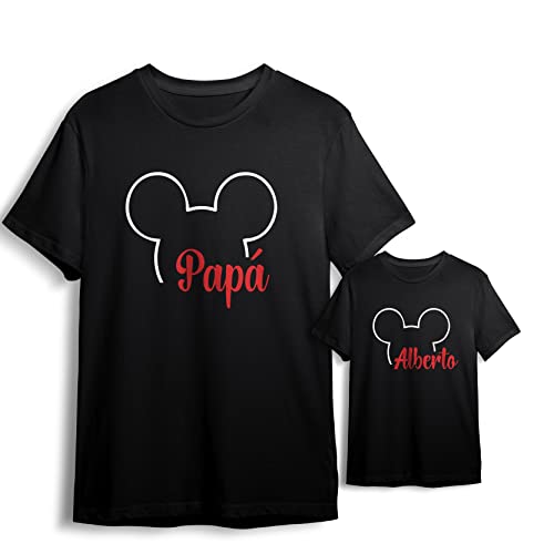 Regalo día del Padre Camiseta papá personalizada y Body o camiseta hija hijo Diseño original divertido Mickey Minnie Mouse Infantil Bebe conjunto dibujos animados