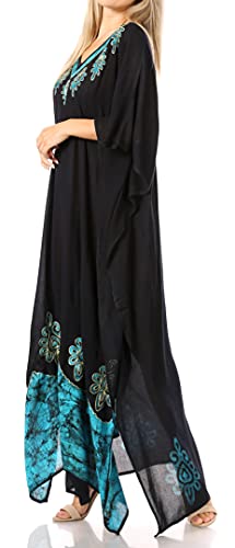 Sakkas Leonor Women's Boho Casual Long Maxi Caftan Dress Kaftan Cover-up LougeWear3