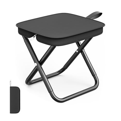 xolear Sgabello Pieghevole, Mini Sedia Campeggio per Esterni con Borsa di Stoccaggio, Resistente 120kg, Camping Seggiolino Pieghevole Acciaio al Carbonio, per Escursionismo, Outdoor (Nero)