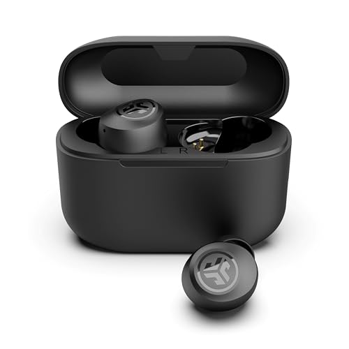 JLab Go Air Pop+ Auriculares Inalambricos Bluetooth, Wireless Earbuds 35+ Horas Rendimiento con Caja de Carga - Audifonos Bluetooth Inalambricos con Micrófono, Dual Connect, App, Negro Medianoche