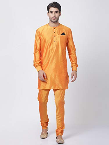 Image of VASTRAMAY Men's Black Cotton Blend Kurta and Pyjama Set