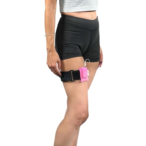 Pumpcases Adjustable Pink Insulin Pump Belt – Diabetic Insulin Pump Stretch Band – Leg Belt Insulin Pump Case – Compatible with Mobi – Assembled in The USA (Large)