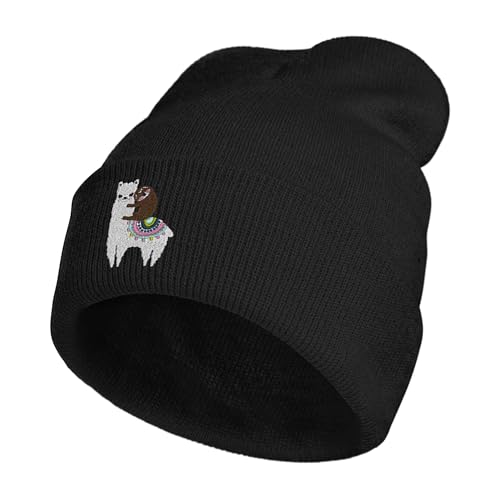 Image of Embroidery Goth Beanie Knit Hats for Men & Women, Embroidery Winter Hats Skull Cap