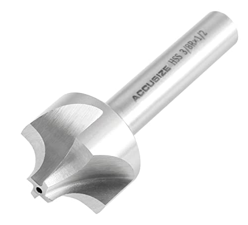 Image of Accusize Industrial Tools 3 /8'', H.S.S. Corner Rounding End Mills, 1 /2'' Shank Dia, 1-1 /4'' Cutter Dia, 3-1 /2'' Overall Length, 1011-3878 | H.S.S. Corner Rounding End Mills, 1 /2 inch Shank, 1-1 /4 inch Cutter Dia, 3-1 /2 inch Overall Length