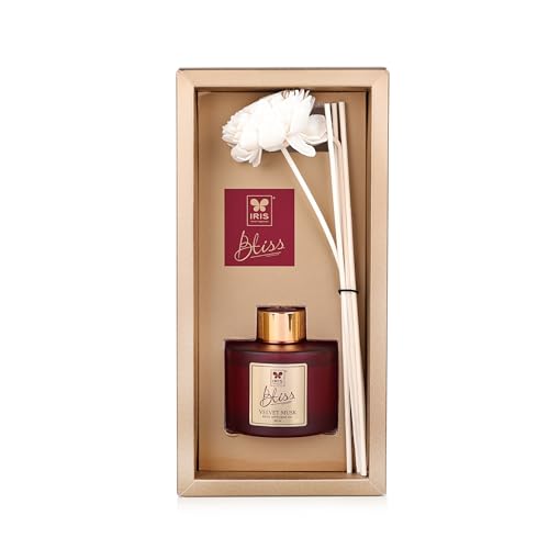 Image of IRIS Bliss Velvet Musk Reed Diffuser Set - Luxury Home Fragrance with Long-Lasting Natural Aroma Oil for Home, Bedroom, Living Room, and Office | Aromatherapy Air Freshener Set (100ml)