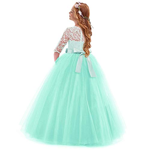 Flower Girl Lace Dress for Kids Wedding Bridesmaid Pageant Party Prom Formal Ball Gown Princess Puffy Tulle Dresses3