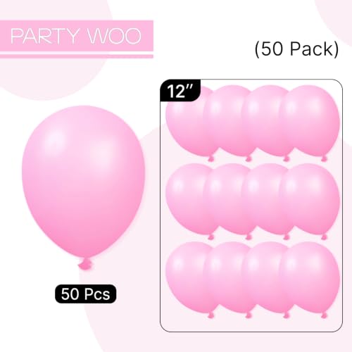 Image of PartyWoo Pink Balloons 50pcs 12 Inch Matte Pink Balloon Arch Kit for Girl Baby Shower Gender Reveal Wedding Bachelorette Engagement Birthday Princess Butterfly Themed Party Decorations Pink-Y11