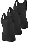 Vislivin Tank Tops for Woman Sleeveless Basic Undershirt Layering Tanks Black/Black/Black L