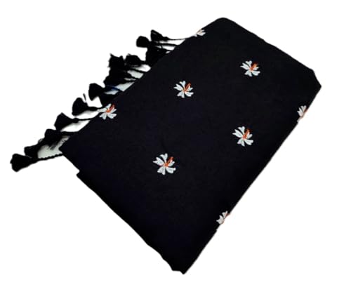 Image of Women's Floral Embroidered Handloom Pure Cotton Saree