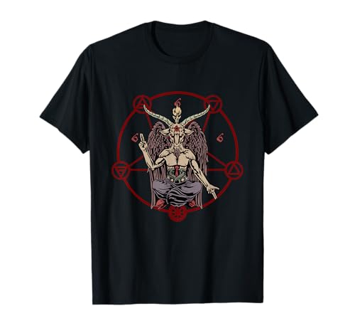 Wowsome! Camisa Satánica Oculta Satanás Baphomet Pentagrama 666 Anticristo Camiseta Unisex-Adultos Black S