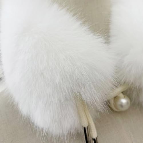 Asudaro Damen Flauschig Fellkragen Kunstfell Pelzkragen Schal 53cm Verdickte Winterschal Flauschig Plüsch Kunstpelz Pelzschal Wintermantel Kragen Nackenwärmer Warmer Fellkragen Schal Pelzkragen braun